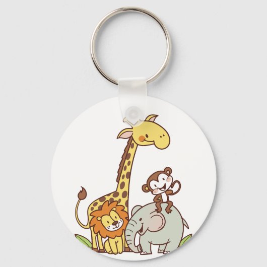 Schattigee Cartoons – Giraffe, leeuw en aap Sleutelhanger (Voorkant)