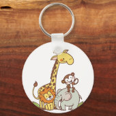 Schattigee Cartoons – Giraffe, leeuw en aap Sleutelhanger (Voorkant)