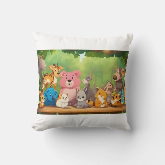Schattigee Cartoons rond het blanke bos Kussen (Voorkant)