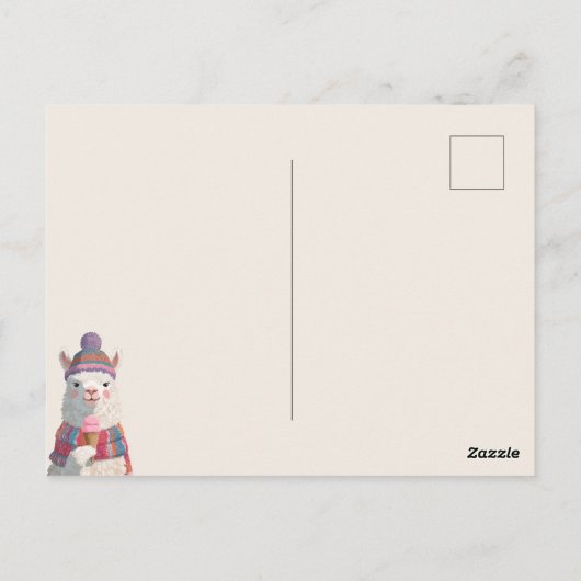 Schattigee Cartoony Llama met Ice Cream Nieuwjaar Briefkaart (Achterkant)
