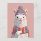 Schattigee Cartoony Llama met Ice Cream Nieuwjaar Briefkaart (Voorkant)