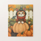 Schattigee Cat Autumn Pumpkin Legpuzzel (Verticaal)