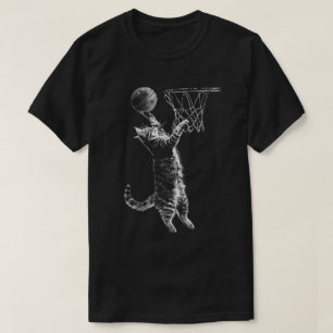 Schattigee Cat Basketbal Dunk Speler Dierensport F T-shirt