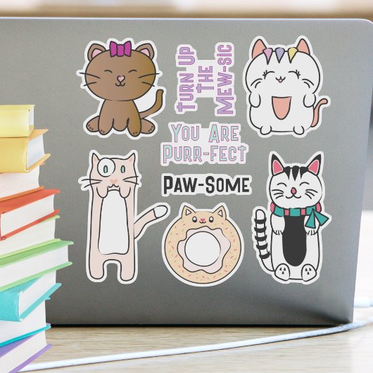 Schattigee Cat Cartoon Funny Custom-Cut Vinyl Stic Sticker