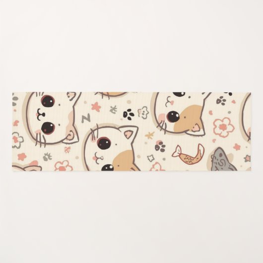 Schattigee Cat Cartoon Funny Pattern party Yogamat (Voorkant (horizontaal))