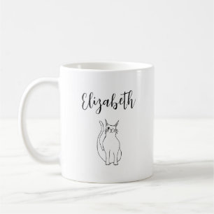 Schattigee Cat Cartoon Kat Tekening Gepersonalisee Koffiemok