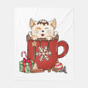 Schattigee Cat Christmas Chocolate Coffee Fleece Deken