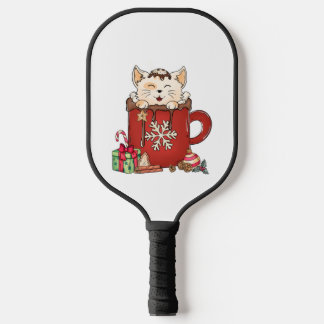 Schattigee Cat Christmas Chocolate Coffee Pickleball Paddle