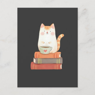 Schattigee Cat & Coffee Mok voor boekenliefhebbers Briefkaart