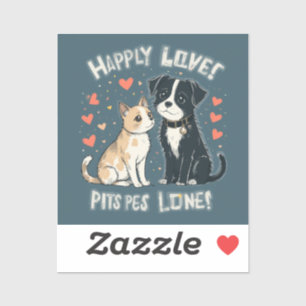 Schattigee Cat & Dog Funny Pet Love Cartoon Design Sticker