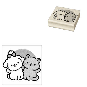 Schattigee Cat & Dog 'Fur-Real Friends Forever' On Rubberstempel