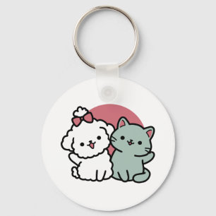 Schattigee Cat & Dog 'Fur-Real Friends Forever' On Sleutelhanger