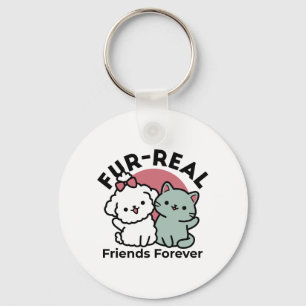 Schattigee Cat & Dog 'Fur-Real Friends Forever' On Sleutelhanger