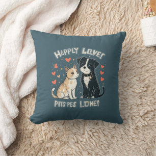 Schattigee Cat & Dog Love Funny Cartoon Kussen voo