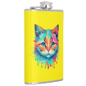 Schattigee Cat Face veelkleurig design-89059 Heupfles (Rechts)
