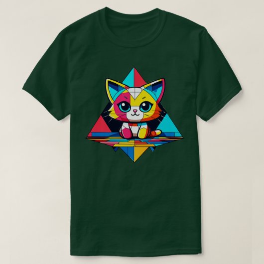 Schattigee CAT geometrisch T-shirt (Design voorkant)