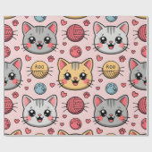 Schattigee Cat Gezichten Wrapping Paper - Kawaii K Cadeaupapier (Vlak)