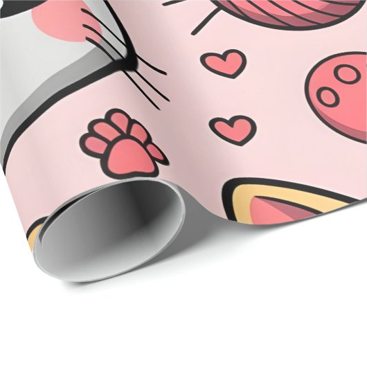 Schattigee Cat Gezichten Wrapping Paper - Kawaii K Cadeaupapier (Rol Hoek)