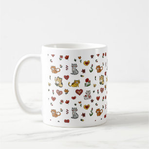 Schattigee Cat & Heart Mok: Purrfect voor kattenli Koffiemok
