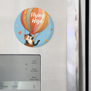 Schattigee Cat Hete Luchtballon Whimsical Art Magneet