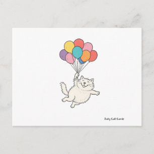 Schattigee Cat Holding Balloons Briefkaart