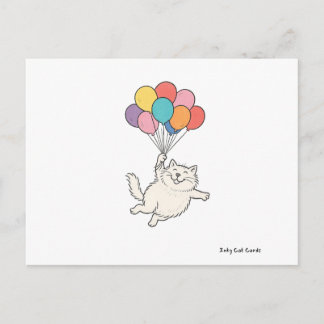 Schattigee Cat Holding Balloons Briefkaart