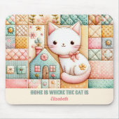 Schattigee Cat House Quilt Patchwork Pastel Custom Muismat (Voorkant)