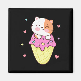 Schattigee Cat Ice Cream Shirt Anime Kawaii Kinder Magneet