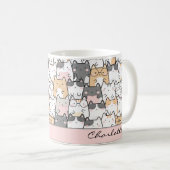 Schattigee Cat Kawaii Pattern Coffee Mok (Voorkant rechts)