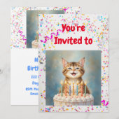 Schattigee Cat Kitten thema verjaardagsfeestje uit Kaart (Voorkant / Achterkant)