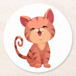 Schattigee Cat Lover Oranje Kat Tabby Kitten Felin Ronde Kartonnen Onderzetter