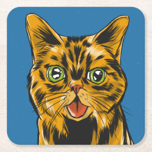 Schattigee Cat Lover Oranje Kat Tabby Kitten Felin Vierkante Kartonnen Onderzetter
