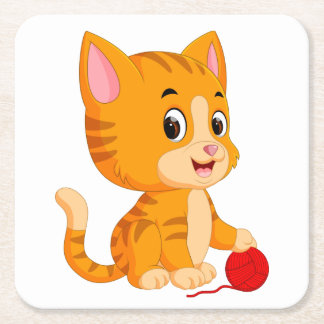Schattigee Cat Lover Oranje Kat Tabby Kitten Felin Vierkante Kartonnen Onderzetter