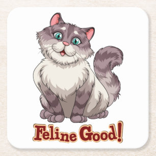 Schattigee Cat Lover Tiger Grey Kat Feline Goede K Vierkante Kartonnen Onderzetter