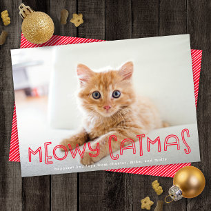 Schattigee Cat Meowy Catmas Modern Christmas One F Feestdagenkaart