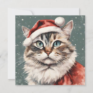Schattigee Cat Meowy Christmas Funny Cat Feestdagenkaart