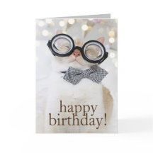 Schattigee Cat Nerd Bril Happy Birthday Wenskaart