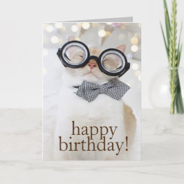 Schattigee Cat Nerd Bril Happy Birthday Wenskaart Kaart