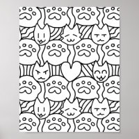 Schattigee Cat Pattren Kleurplaat Poster