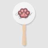 Schattigee Cat Paw "MEOW" Kalligrafie - Schattig K Handwaaier (Voorkant)