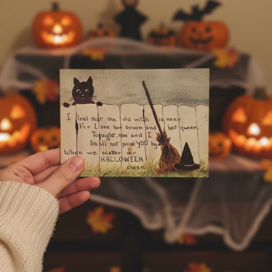  Schattigee Cat Peeking Halloween Briefkaart