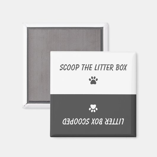 Schattigee Cat Pet Paw Prints Classic Grey Reversi Magneet (Voorkant / Achterkant)