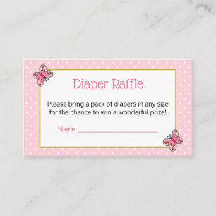 Schattigee Cat Pink Butterfly Stippen Luier Raffle Informatiekaartje
