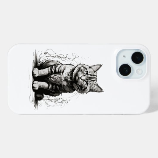 Schattigee Cat potlood schets Case-Mate iPhone Case (Achterkant (horizontaal))