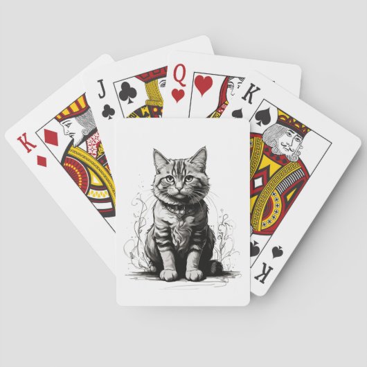 Schattigee Cat potlood schets Pokerkaarten (Achterkant)
