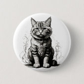 Schattigee Cat potlood schets Ronde Button 5,7 Cm (Voorkant)