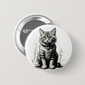 Schattigee Cat potlood schets Ronde Button 5,7 Cm (Voorkant /achterkant)