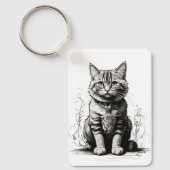 Schattigee Cat potlood schets Sleutelhanger (Voorkant)