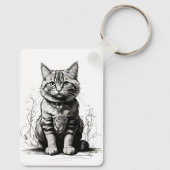 Schattigee Cat potlood schets Sleutelhanger (Achterkant)