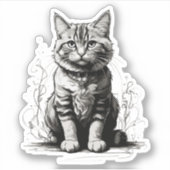 Schattigee Cat potlood schets Sticker (Voorkant)